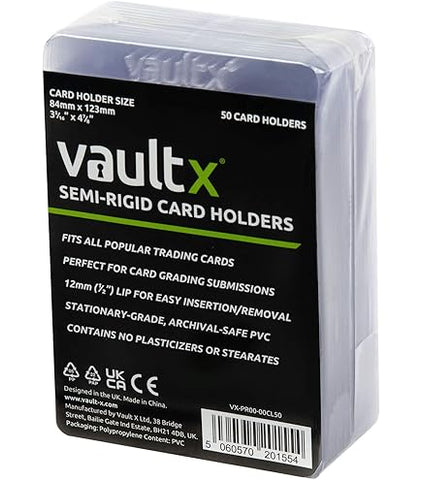 Vault X Semi-Rigide Kaartenhouders voor Trading Cards, Harde Hoezen voor Beoordeling van TCG- en Sportkaarten, Kaartbeschermers (50 Stuks)