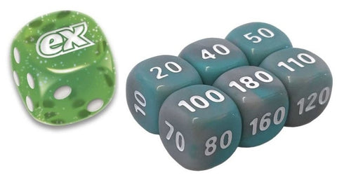 Dice Collection: SV Temporal Forces Green Die w/ Grey & Turquoise (small) Dice