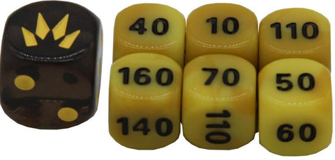 Dice Collection:Crown Zenith Black w/ Yellow & Yellow (small) Dice