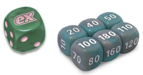 Dice Collection:SV Paradox Rift EliteTrainer Green w/ Pink Die w/ White & Grey (small) Dice