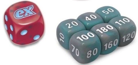Dice Collection: SV Paradox Rift EliteTrainer Red w/ Blue Die w/ White & Grey (small) Dice